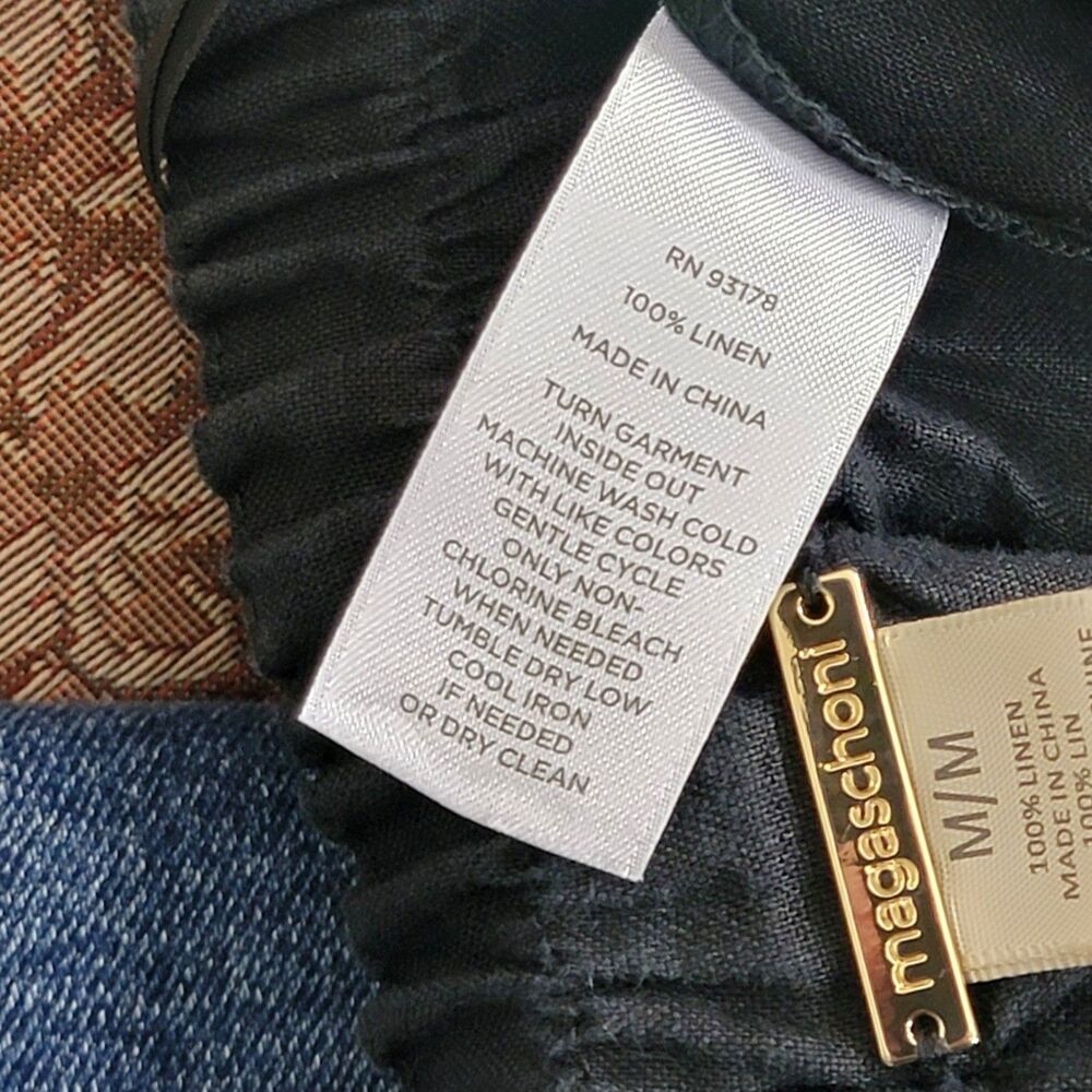 Magaschoni Black Wide Leg Linen Pants - Picture 11 of 11